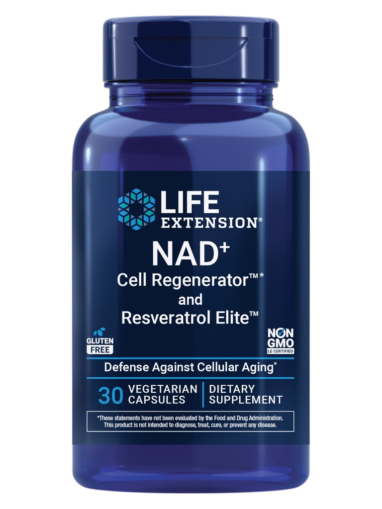 Life Extension NAD+ Cell RegeneratorTM and Resveratrol EliteTM*, nicotinamide riboside, Trans-resveratrol, quercetine, Fisetin, Heart Health, Healthy Aging, Vegetarisch, Non-GMO, Glutenvrij, 30 Capsules