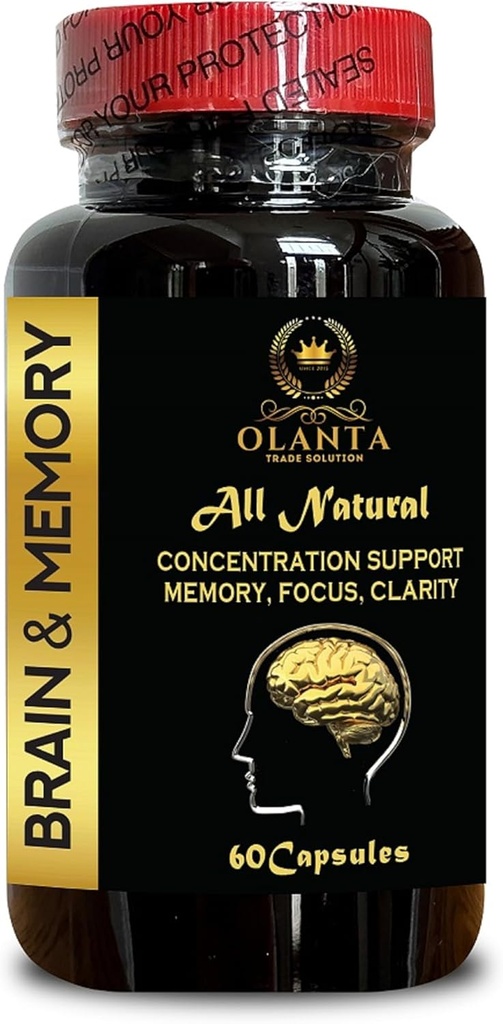 Hersengeheugen Supplementen - Hersenondersteuning Supplement Geconcentreerd, Hersenpillen Vitamine, Ondersteuning Hersenoptimalisatie, Vitaminen om Cognitieve Ondersteuning te helpen - 1 Fles 60 Capsules