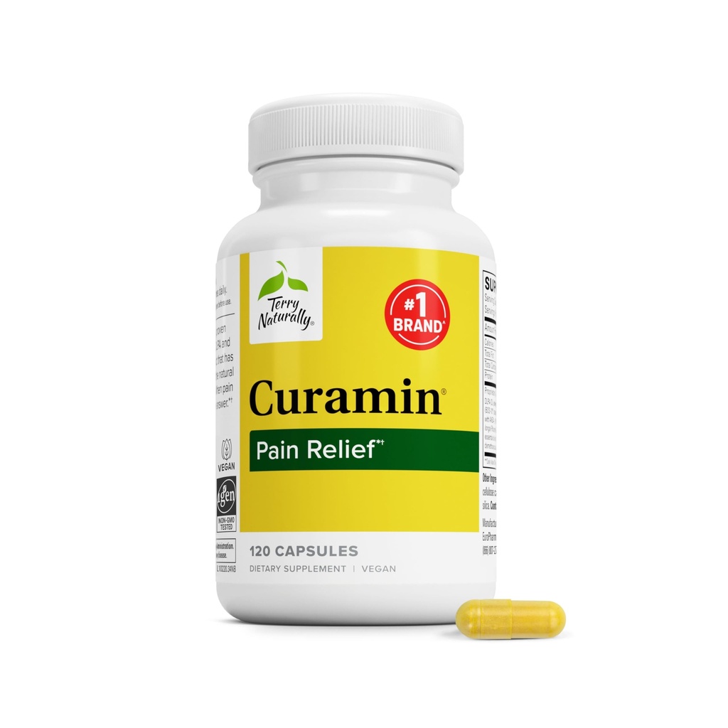Terry Natuurlijk Curamin - Curcumin Supplement voor Circulatie & Endorphin Ondersteuning - Ondersteuning voor Occasional Ongemak - Aids gezonde spieren - 120 capsules