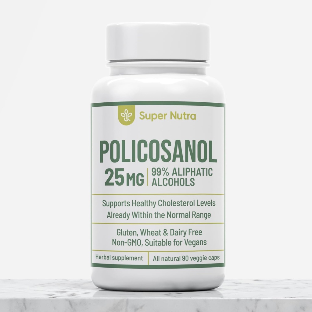 Policosanol 25mg Made from Cuban Sugar Cane for Health and Immunity. 90 Veg Capsule 1 per portie van drie maanden.