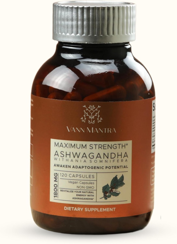 Ashwagandha Capsules, 120 Telling, 1800mg Per Serving, Stress Relief & Immune Support Supplement, Peaceful & Balances Routine, Vegan Ayurvedic Supplement, Niet GGO