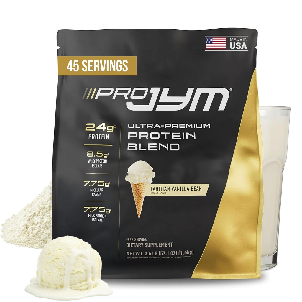 Pro JYM Tahitian Vanille Proteïne Poeder - Wei Proteïne Isolaten, Caseïne, & Melk Proteïne, Lean Muscle Building for Men & Women, JYM Supplement Science, 45 Servers