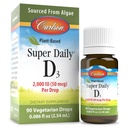 Carlson - Plant-Based Super Daily D3 2000 IE (50 mcg) per druppel, Vegetarische vitamine D druppels, vloeibare vitamine D3, afkomstig van algen, ongearomatiseerd, 90 druppels (2,54 ml)