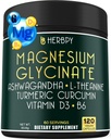 6in1 Rustige dag- en nachtsupplement met Magnesium Glycinate, Vitamine D3, B6, L-Theanine, Ashwagandha en Turmeric Root - Hersen-, Hart- en spijsverteringsverzorgingsondersteuning - 120 Vegan Capsules