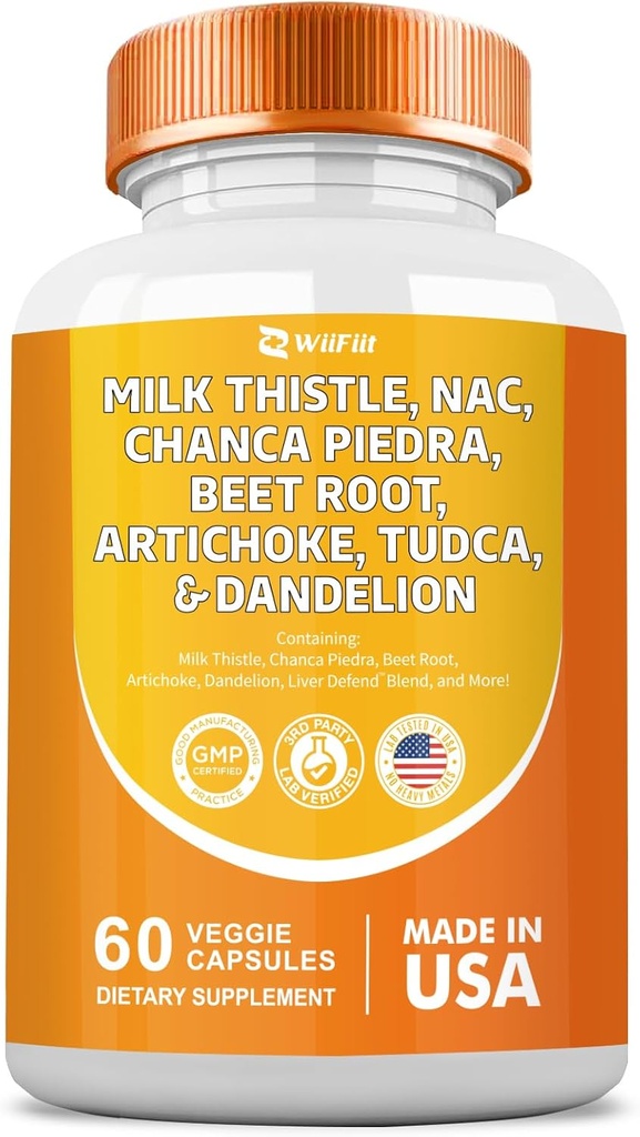 Milk Thistle 3000mg NAC Chanca Piedra 2000mg Beet Root 2000mg Artichoke 2000mg Tudca Dandelion Root 1000mg with Zinc Yarrow Turmeric Repair Supplement Plus Chicory,Mineral Supplements 60 Count