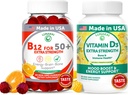 Lunakai USA Made Vitamin B12 & D3 Gummies Bundle for Adults 50+, Supports Energy, Mood & Immune Health, Non-GMO, Glutenvrije, Heerlijke Orange & Ananas Smaken