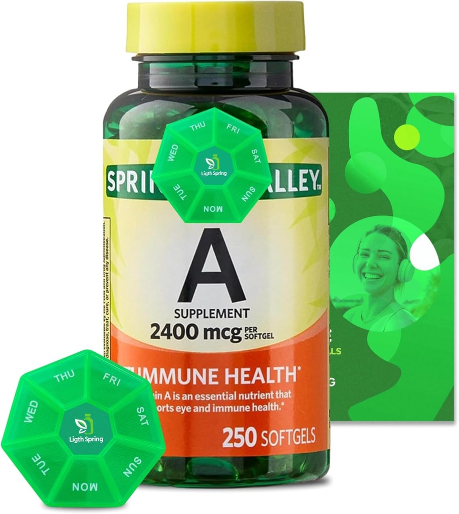 Vitamine A Supplement 2400 mcg, 250 Softgels met bundel Exclusieve Vitaminen en Mineralen - A tot Z - Better Ligth&Spring Guide