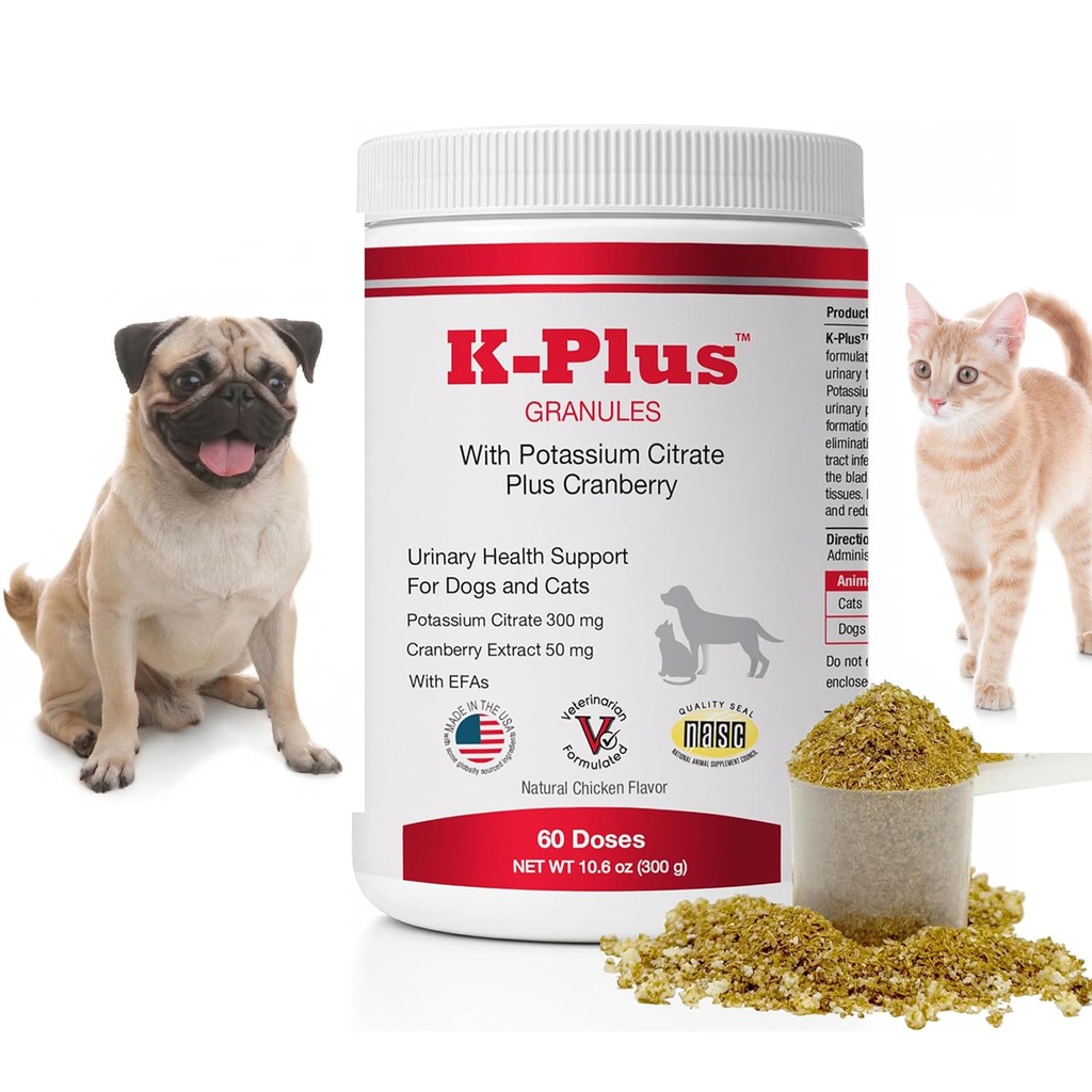 K-Plus Kalium citraat + Cranberry sativum voor honden en katten 