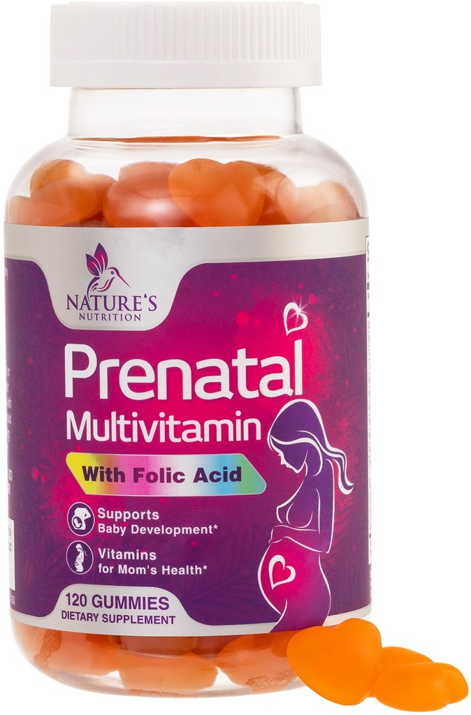 Prenatal Vitamins for Women - Pregnancy Vitamins Gummies with Folic Acid, Vitamin A, C, D3, B12, B6 - Prenatal Multivitamin Gummy for for Fetal Support, Pregnant & Nursing Women - 120 Gummies