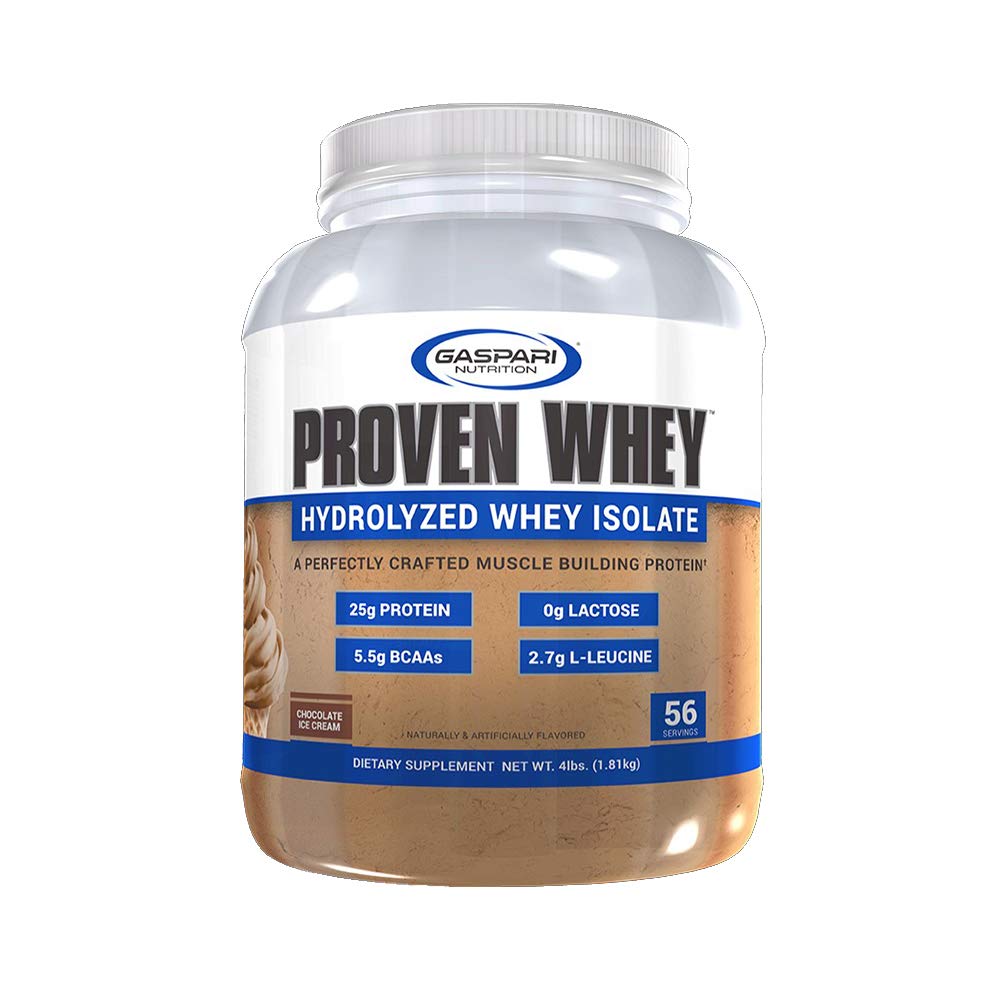 Gaspari Nutrition Proven Wei, 100% Gehydrolyseerde Wei Isolaat, Hoog Proteïne, Lactosevrij, Lage Koolhydraat en Lage Suiker (4lb, Chocoladeijs)