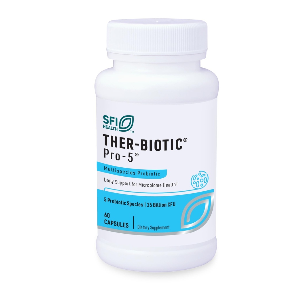 Klaire Labs SFI Health Pro-5 Probiotic - 25 miljard CFU Hoge dosis Multispecies Gut Recolonization Support for Men & Women, Hypoallergeen & Dairy-Free (60 capsules)