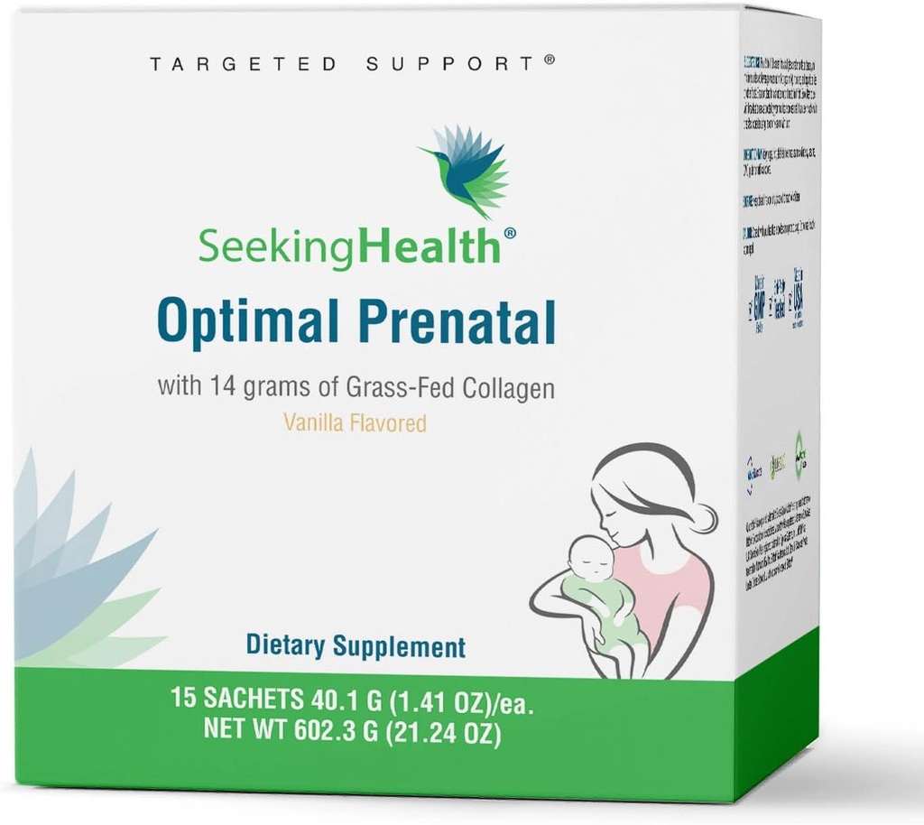 Op zoek naar gezondheid Optimale prenatale met collageen, vrouwen Multivitamine met B12, L-5-MTHF, Choline, Methylation Support, Ondersteunt vruchtbaarheid en Bevruchting door zwangerschap en borstvoeding (15 porties)