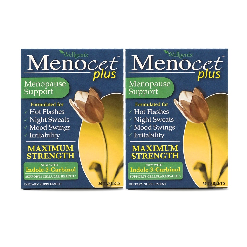 Wellgenix Menocet Plus Menopauze Ondersteuning - All-in-One Menopauze Supplement - Dagelijkse verlichting Vrouwelijke Care - Hot Flashes, Night Sweats, Mood Swings & Irritability - 30 Tablets (Pack of 2)