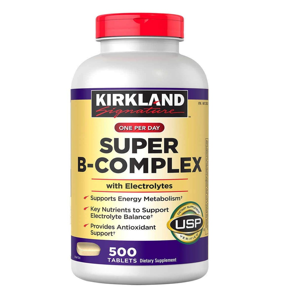 Kirkland Signature Super B-complex met Elektrolyten, 500 tabletten (4 verpakkingen)