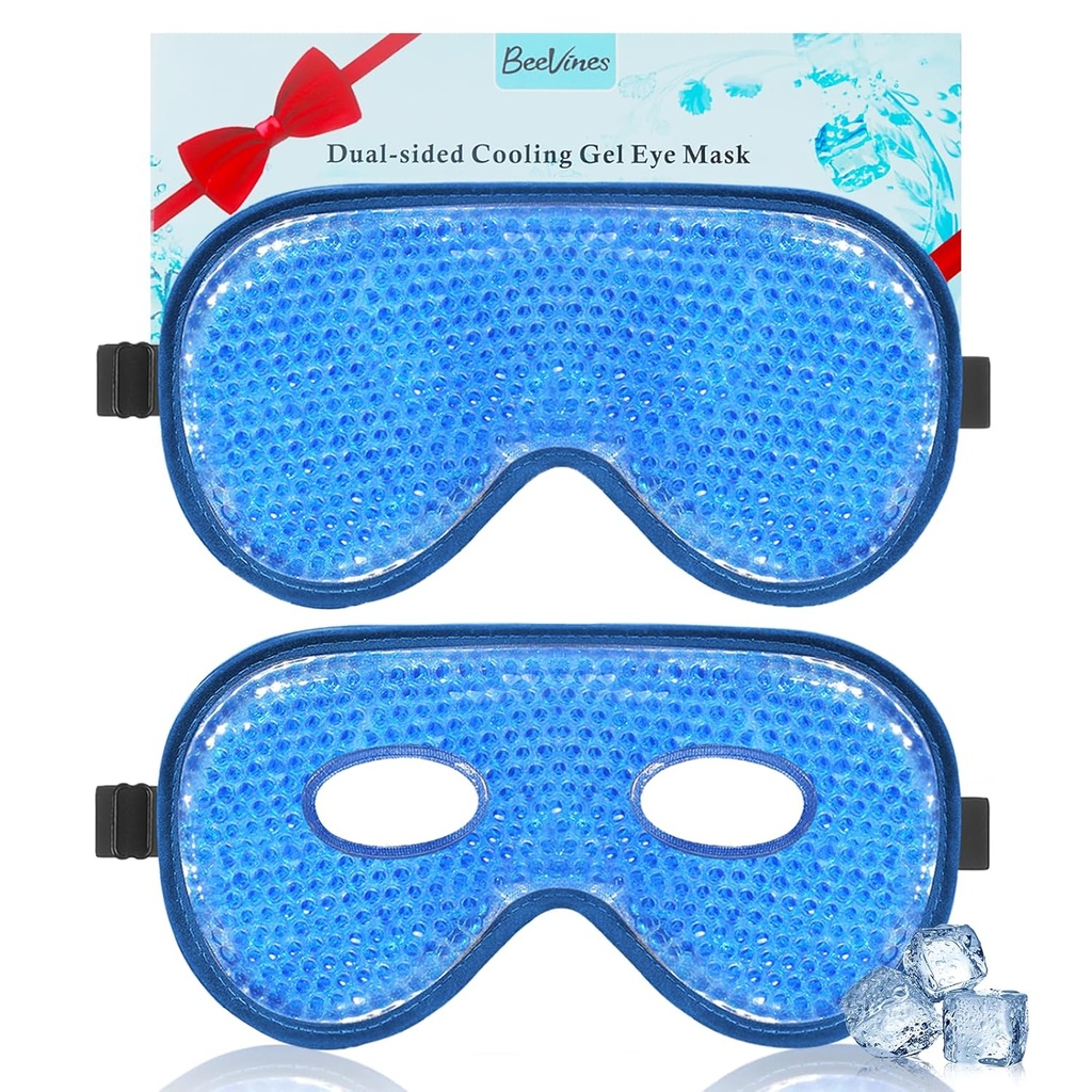 BeeVines Koelend Oogmasker, 2 Pack XL Jumbo Maat Vriezer Gel Oogmaskers voor Puffy Eyes Face, Ice Eye Mask, Cold & Warm Compress, Frozen Ice Pack voor Post Eye Chirurgie & Allergieën(Navy Blue)