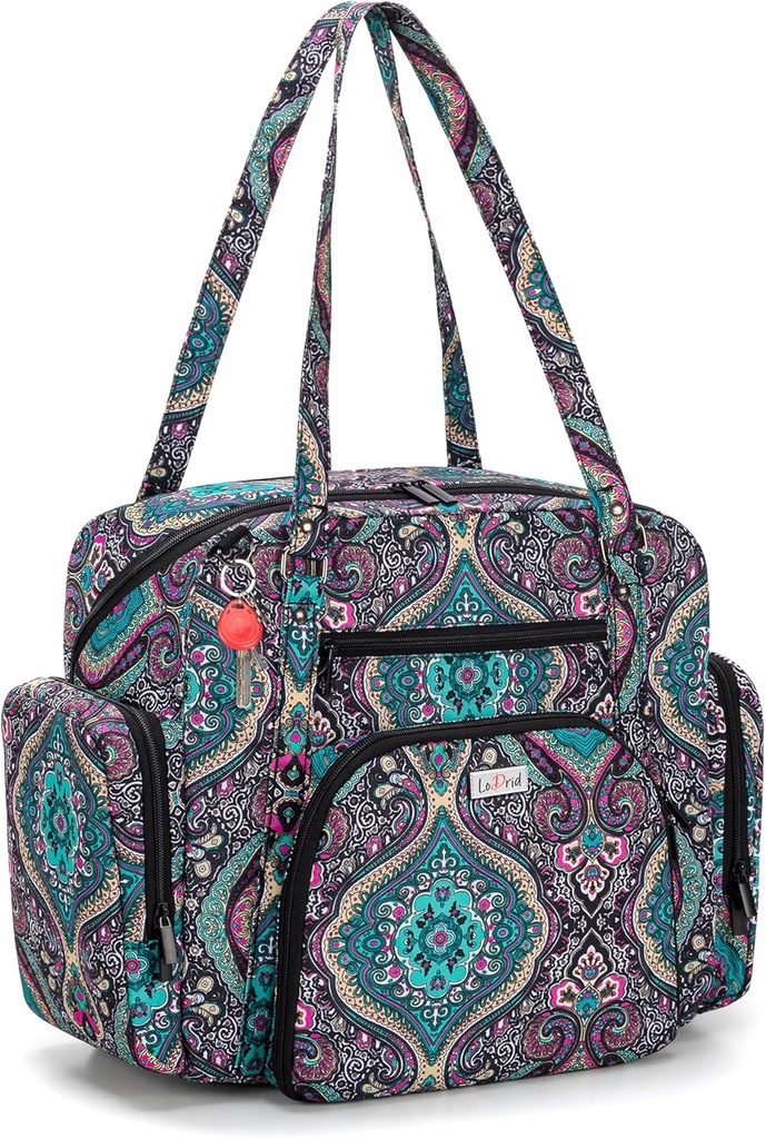 LoDrid Teacher Tote Bag met gevoerde bodem, Teacher Utility Bag voor het werk, grote vrouwen werk tote Bag met Zip-Top sluiting