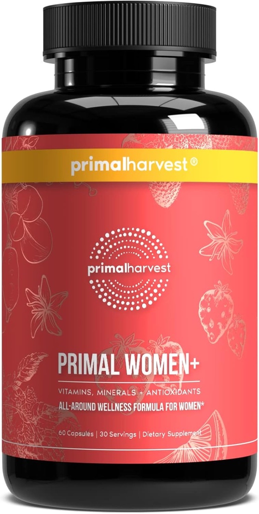 Primaire oogst Multivitamine voor vrouwen Vitamine A, Vitamine C, Vitamine D en E, Vitamine B12, B6, Biotine, Zinksupplementen, 60 Capsules (Womens 1 Pack)