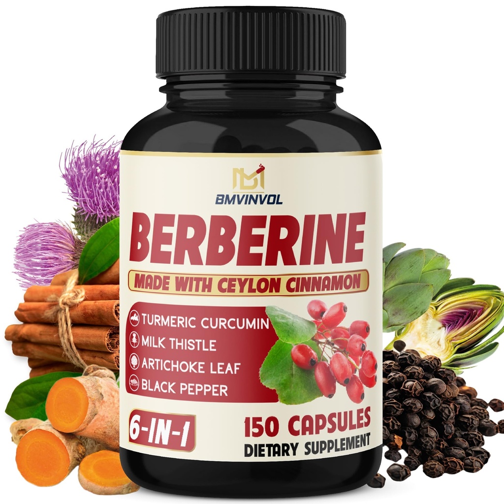 Berberine met Ceylon Cinnamon, Kurkuma, Melkdistel, Artichoke, Black Pepper - 150 Graaf - Verpakking van 1