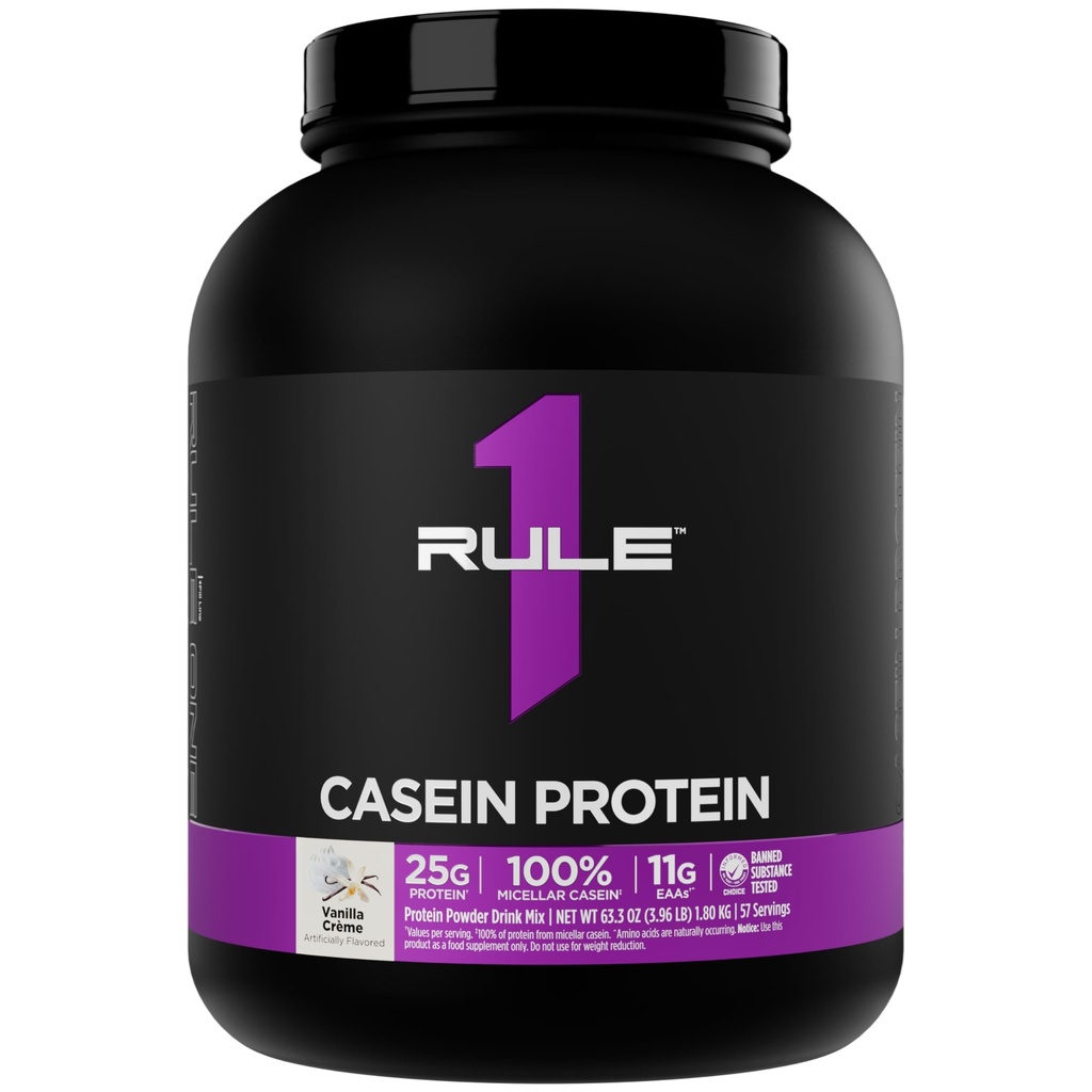 Regel 1 Caseïne Proteïne - 25g Proteïne en 11g EAA's per portie van Slow-Release Micellar Casein voor Overnight Recovery en Sustained Delivery Between Meals (4 pond*, Vanilla Crème)