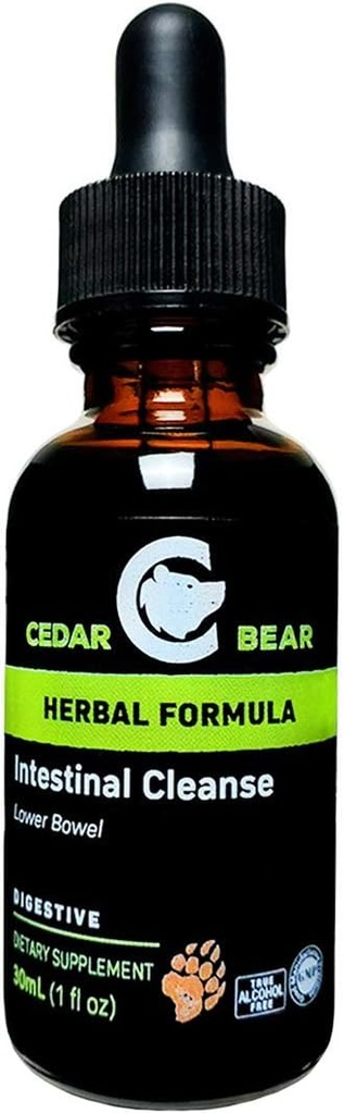 Cedar Bear Intestinal Reinig een vloeibare kruidensupplement dat het milieu van het spijsverteringssysteem matigt, waardoor gunstige Flora te bloemig 1 Fl Oz