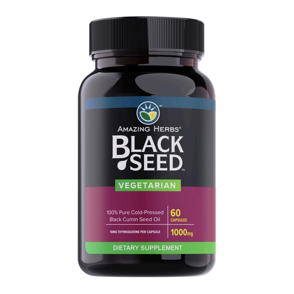 Verbazingwekkende kruiden Black Seed Oil Capsules - Black Seed Oil Pillen, Black Cumin Seed Oil Capsules, Cold Pressed Nigella Sativa Supplement, Blackseed Oil, Non GMO, 100% Pure - 60 Vegetarische Capsules, 1000 mg