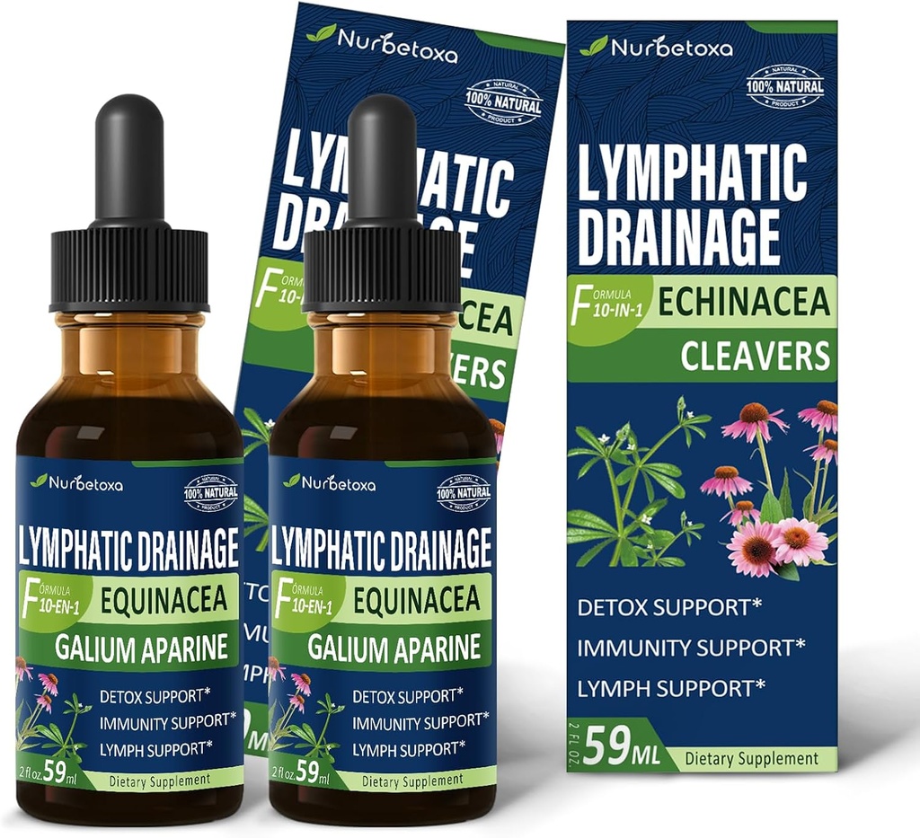 Verlaters Lymfatische Drainage Drops for Lymph Detox Cleanse, Gotas de Equinacea y Diente de Leon para Drenaje Linfatico, Lymfoedeem Ondersteuning Formule met Echinacea, Gebruik met Massage Tool. 4oz