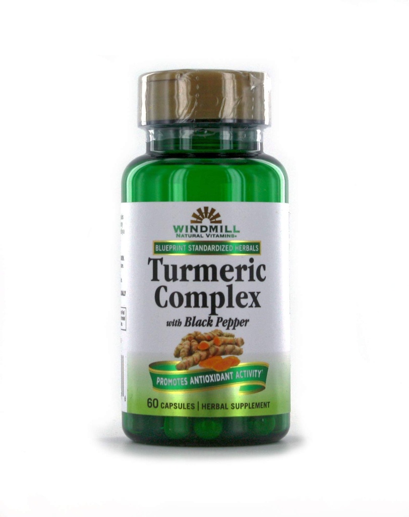 Windmolen Kurkuma complex 1500 Mg met zwarte peper Capsules, 60.0 Tellen