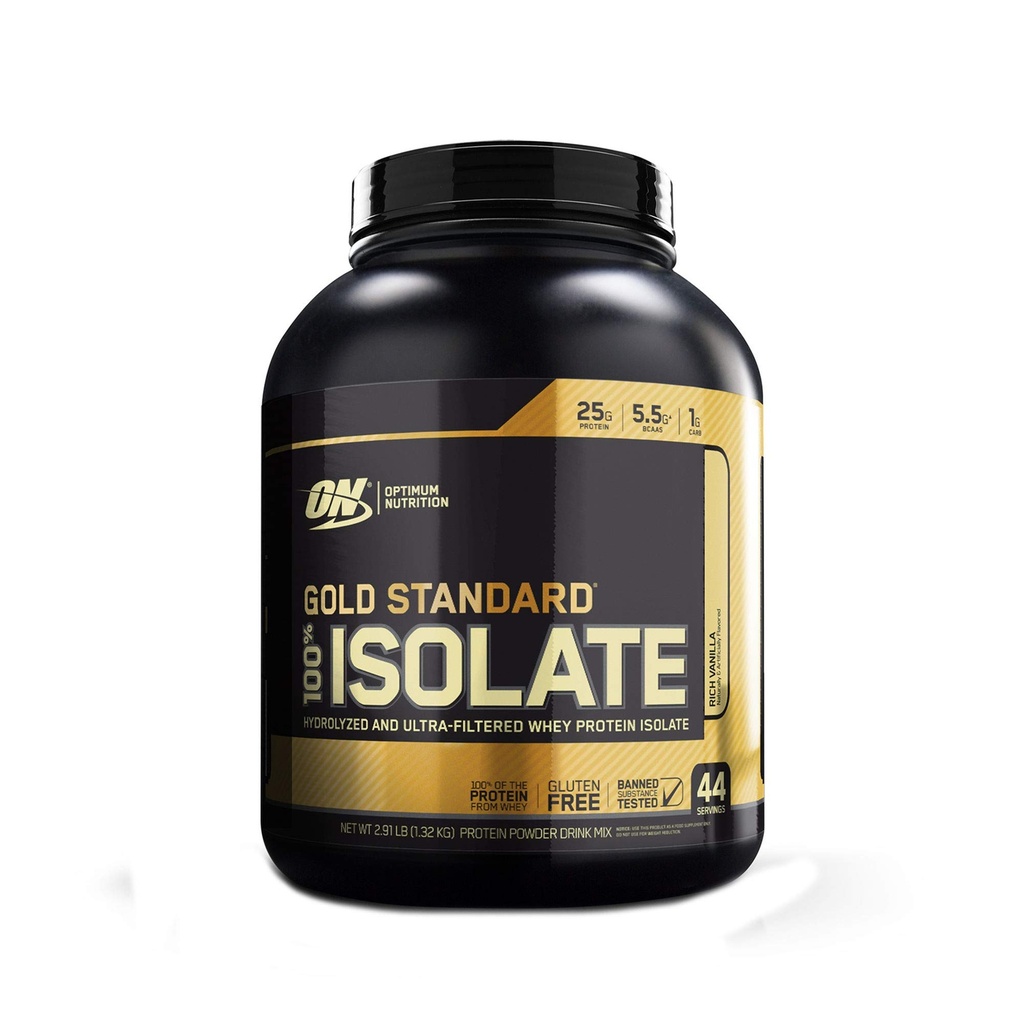 Optimale voeding Goudstandaard 100% Isoleer 3 LB TUB 2019 44 Servers Nieuw Gehydrolyseerd en Ultra gefilterd Premium Isolaat Proteïne (Vanilla)