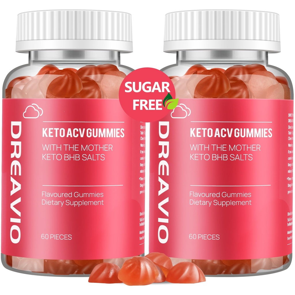 DREAVIO Keto ACV Gummies Geavanceerd gewichtsverlies- Suikervrij 1000mg Apple Cider Vinegar Gummies for Women & Men, Vegan Keto Apple Cider Vinegar Supplement for Adult