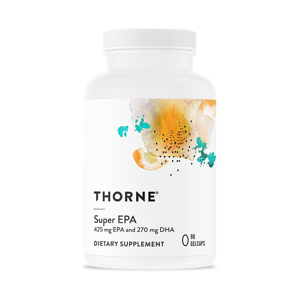 THORNE - Super EPA - Omega-3 Vetzuren EPA 425mg & DHA 270mg Supplement - Ondersteuning van hersenen, hart- en vaatziekten, gewrichten en huid* - Gluten, zuivel en sojavrije - 90 Gelcaps