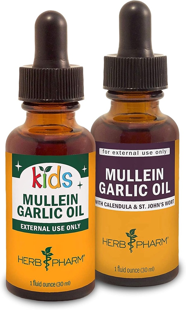 Herb Pharm Mullein Knoflookolie, 1 Oz en kinderen Mullein Knoflookolie, 1 Oz Kruidengeschenkset
