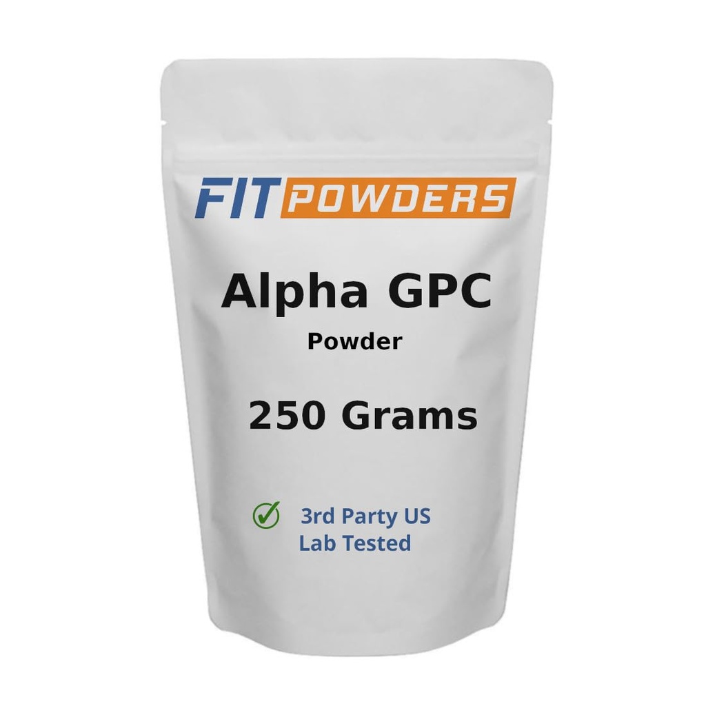 Alpha-GPC Powder 250 Gram, Non-GMO Alpha GPC Supplement Choline Powder, Vegan, Third Party Tested, Pre-workout, Geheugen en Focus, met Scoop