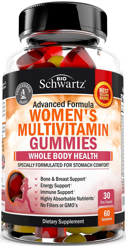 Vrouwen Multivitamine Gummies met Vitamine A C B6 B12 D & E Vitaminen voor Immune Ondersteuning - Gummy Multivitamine voor vrouwen voor Bone Borsthuid Gezamenlijke en Energie Dieetsupplement, Gemengde Berry smaak, 60 Ct