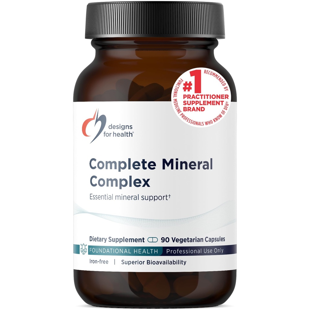 Designs for Health Complete Mineral Complex - Essential + Trace Minerals Supplement with Magnesium Malate, Chromium, Zinc + More - Iron-Free Multi Minerals Blend - Vegan + Gluten Free (90 Capsules)