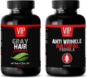 Anti-Aging Essential - Gray Hair Solution – Anti Wrinkle Formula - Saw Palmetto Natural - 2 Bottles (60 Capsules + 60 Capsules)