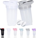 Shaker Bottle Protein Shakes Cup en 10-Ounce/300ML Shaker-Buttle met Whisk Balls, Proteine Shaker-Bidons Set, Non-BPA plastic(Grey+White(2PCS))