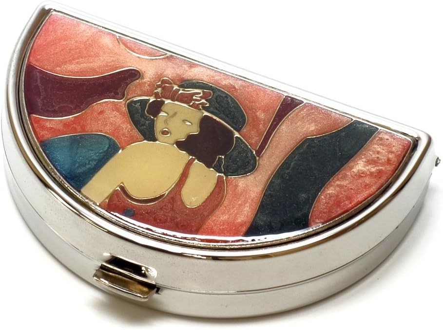 9352 Semi-Circulaire kleine pil Box Organisator Pewter Silver Pink Vrouwen Travel Pill Case Purse Pocket Container Daily Portable Medicine Vitamine Box Medicatie Supplement Mini-opslag