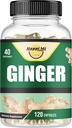 Gember Root Capsules Gemaakt met Biologische Gember Root Powder 2500mg per portie, 120 Plantaardige Capsule 40 porties
