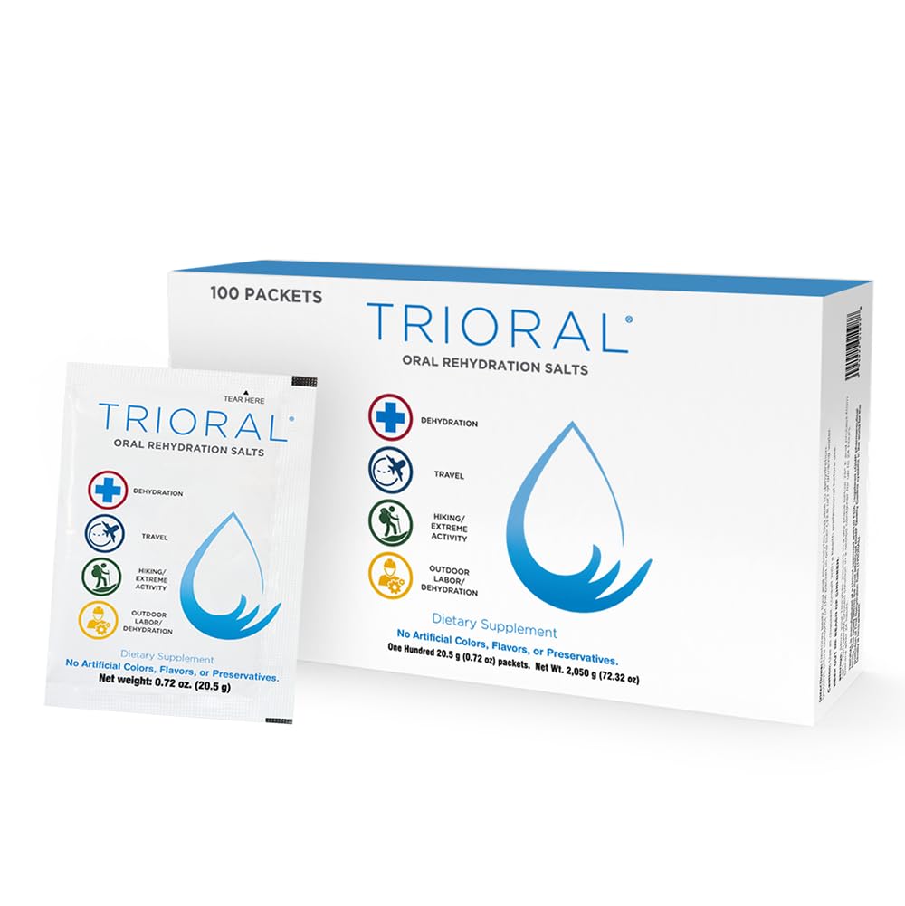 TRIORAL Rehydration Electrolyte Powder - Oral Rehydration Salts - Ondersteunt Dehydratie van workouts, vochtverlies en algemene hydratatie - 100 Drink Mix Packets