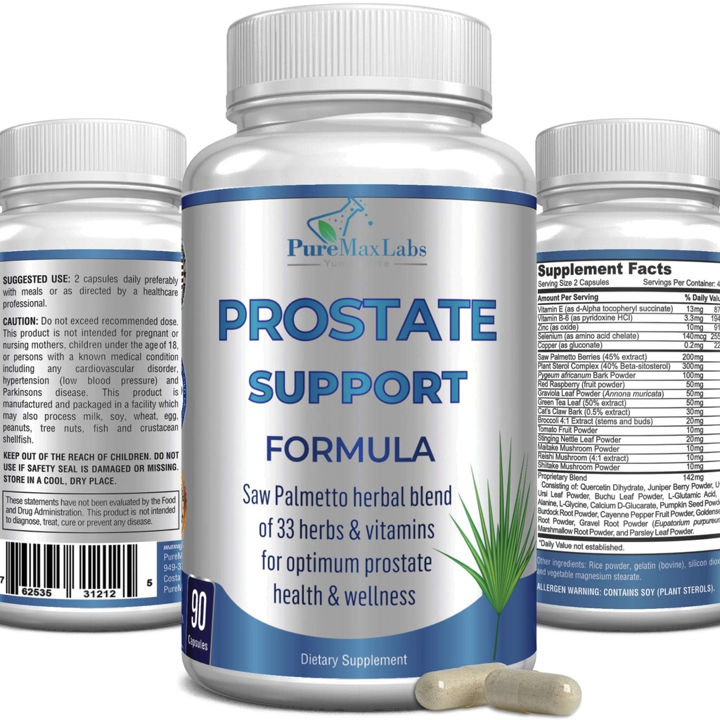Prostaat ondersteuning Formule voor mannen - Zag Palmetto, Plant Sterol, 33 Kruiden, Blaas controle pillen te verminderen frequente urineren & DHT-blokker om haaruitval te voorkomen Prostaat Supplement 