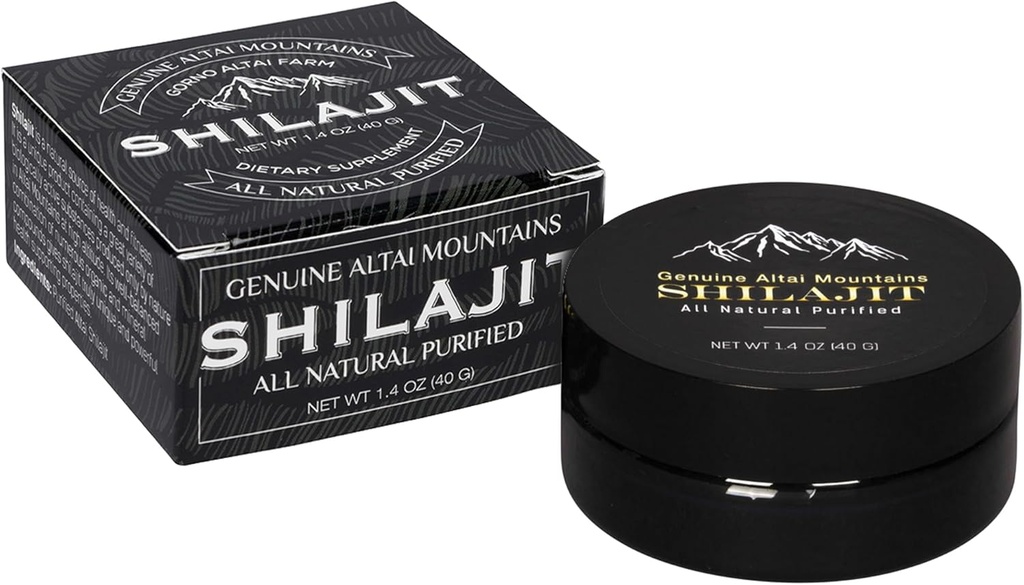 Sayan Pure Shilajit Resin 1.4oz/40g, 265 Servers - Krachtig Organisch Fulvic Acid Supplement - Ondersteunt Immune System, Geheugen, Focus, en Biedt Natuurlijke Energie, Detox - Vegan, Non-GMO
