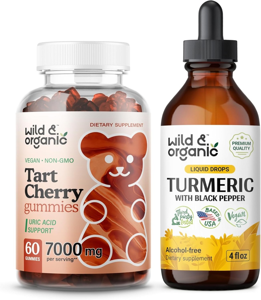 Wild & Organic Tart Cherry Gummies & Turmeric Tinctuur 4 fl oz
