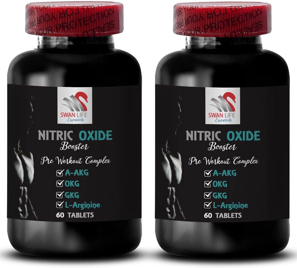 Nitrikoxide - Nitrikoxide Booster - Spierondersteuning, Power Focus, Energiesupplement, Performance Formula, Uithoudingsvermogen Ondersteuning, Oefening Supplement, Kracht Focus, Endurance Mix 2 Fles 120 Tablets