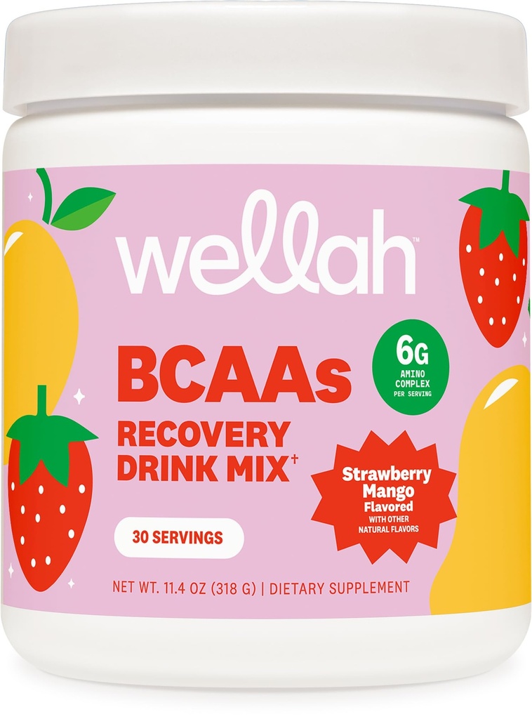 Wellah BCAAs (Strawberry Mango Flavored) 30 porties - BCAA Powder with Hydration Complex