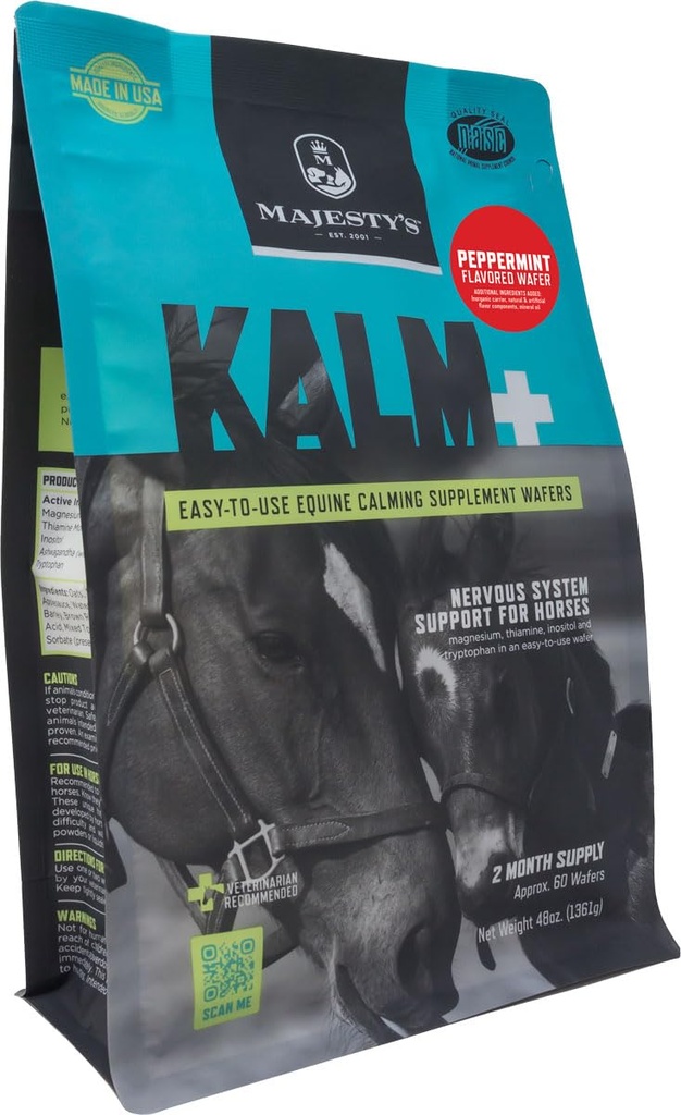 Majestes Kalm Horse/Equine Peppermint Wafers 60 Day Supply