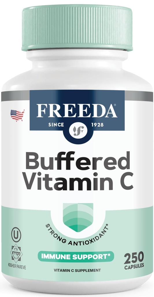 GRATISDA Vitamine C - Gebufferde vitamine C 500mg - Kosher - Krachtige antioxidant Immune Ondersteuning - Gevoelige Maag Vitaminen C Capsules Calcium Ascorbaat - Vitamine C 500 mg - VIT C Supplement (250 Tel.)