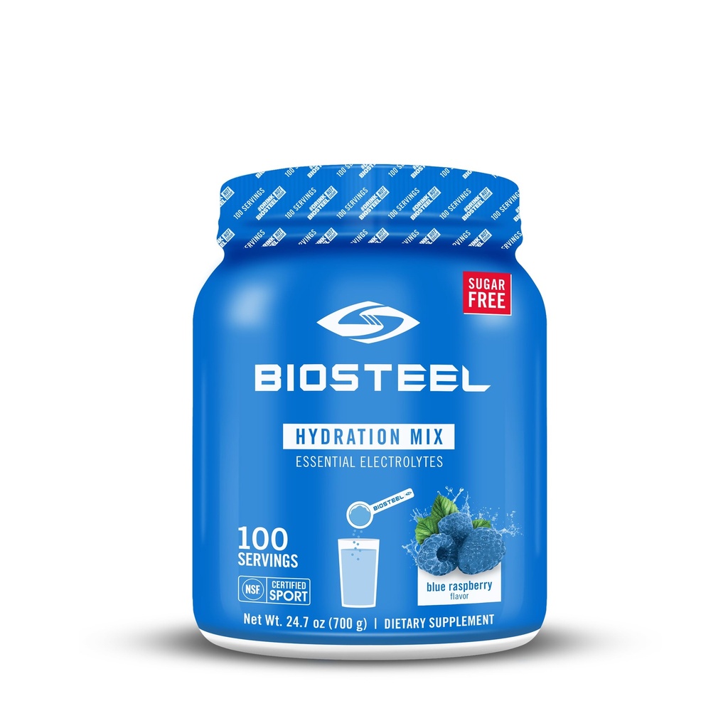 BioSteel Zero Sugar Hydration Mix, Geweldige Proeverij Hydration met 5 Essentiële Elektrolyten, Blue Raspberry Flavor, 100 Serves per Tub