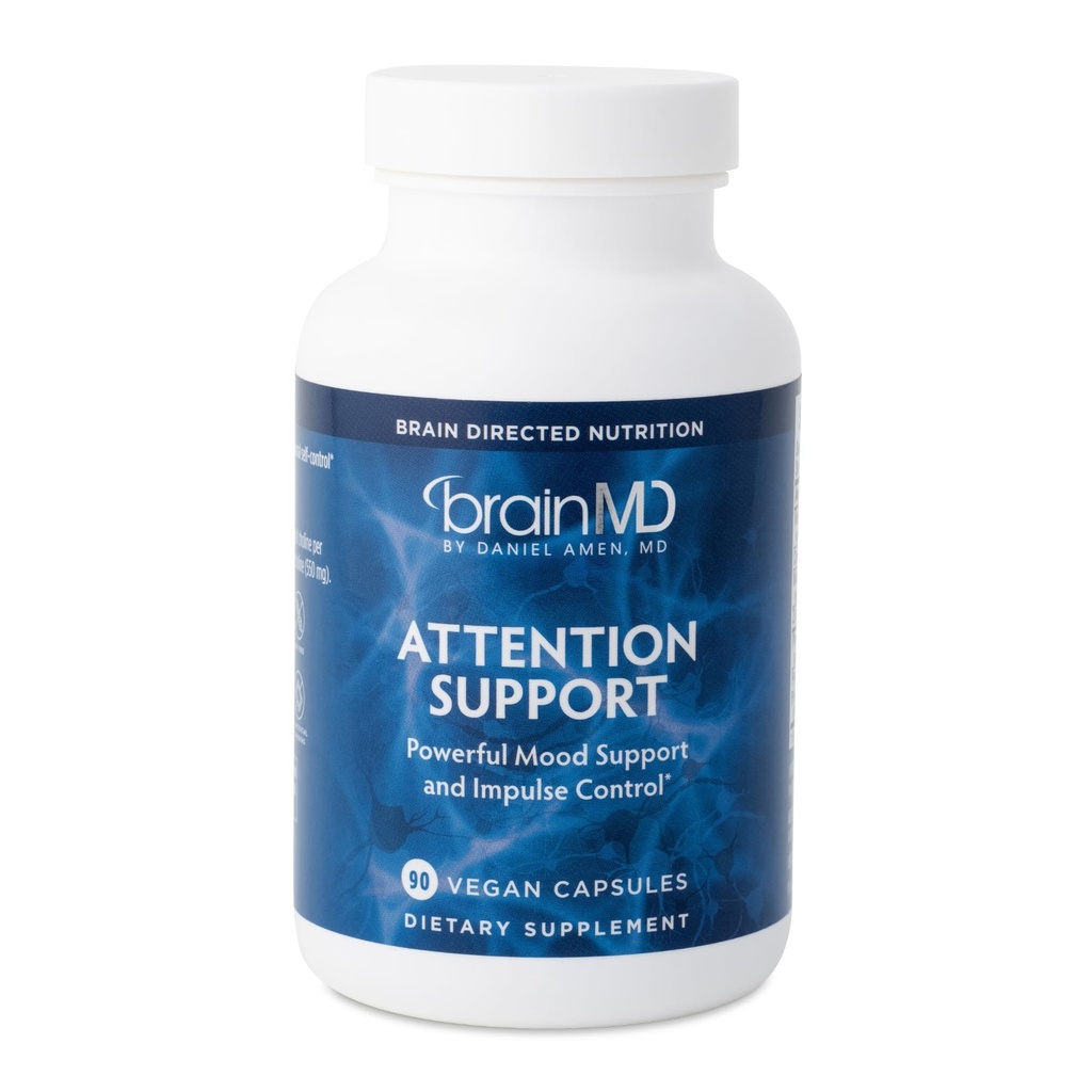 BRAINMD Dr Amen Attentie Ondersteuning - 90 Capsules - Bevordert Mental Focus & Impulse Control - Glutenvrij - 30 porties