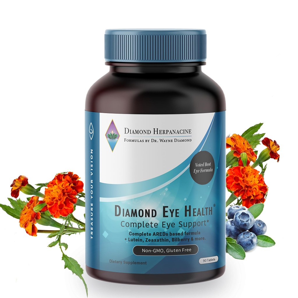 Diamond Eye Health - Natuurlijke vitamines voor complete oogondersteuning - gezonde oogvitaminen - Eye Health Vitaminen om te helpen bij het behoud van verouderende ogen - Veganistisch, Glutenvrije, zuivelvrije - (90 Tel.)