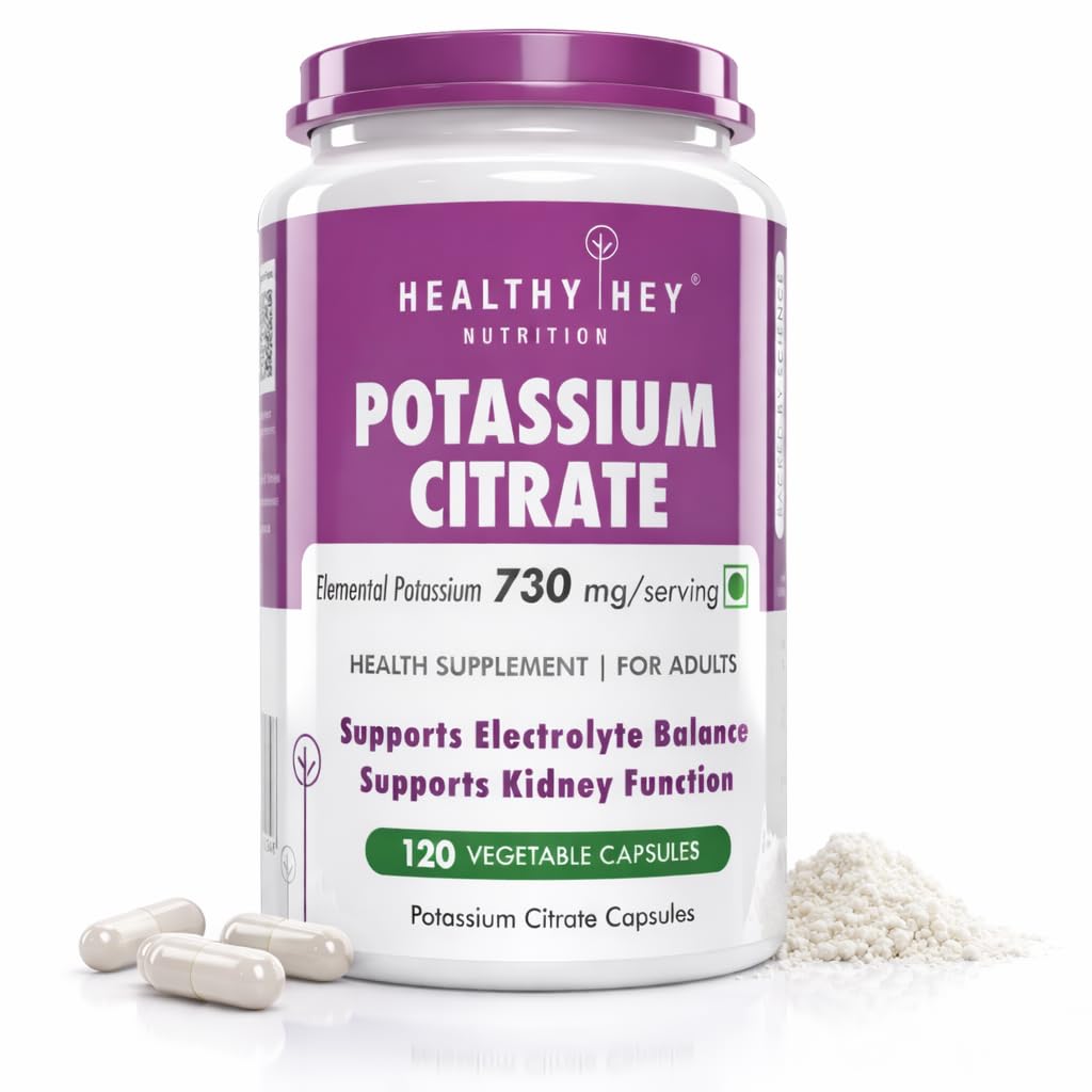 HealthyHey Nutrition Kalium citraat 730mg - Plantaardige Capsules 120 Tellen (pakket van 1)